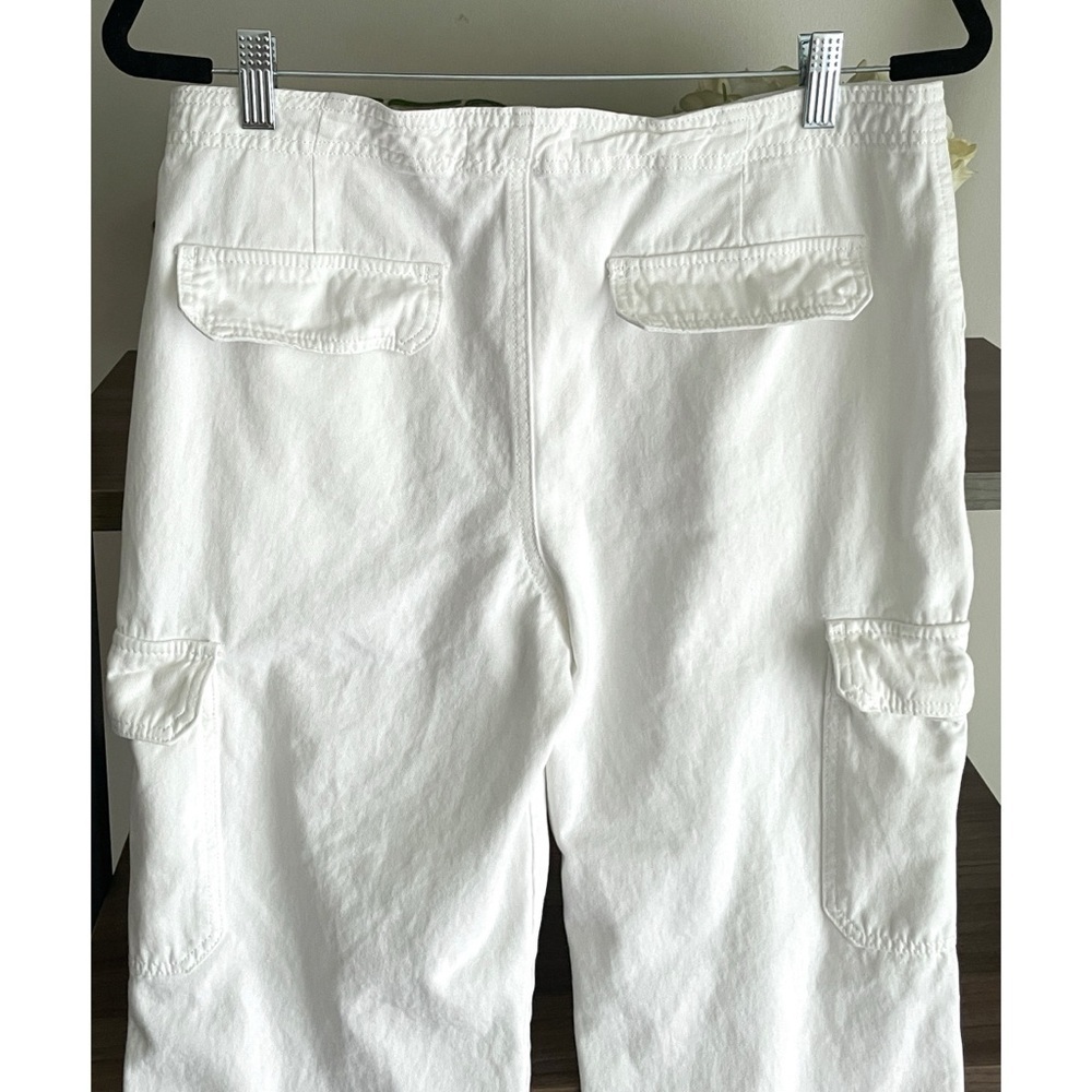 TALULAH Women's 100% Cotton White Cargo Pants, Large - Picture 9 of 12